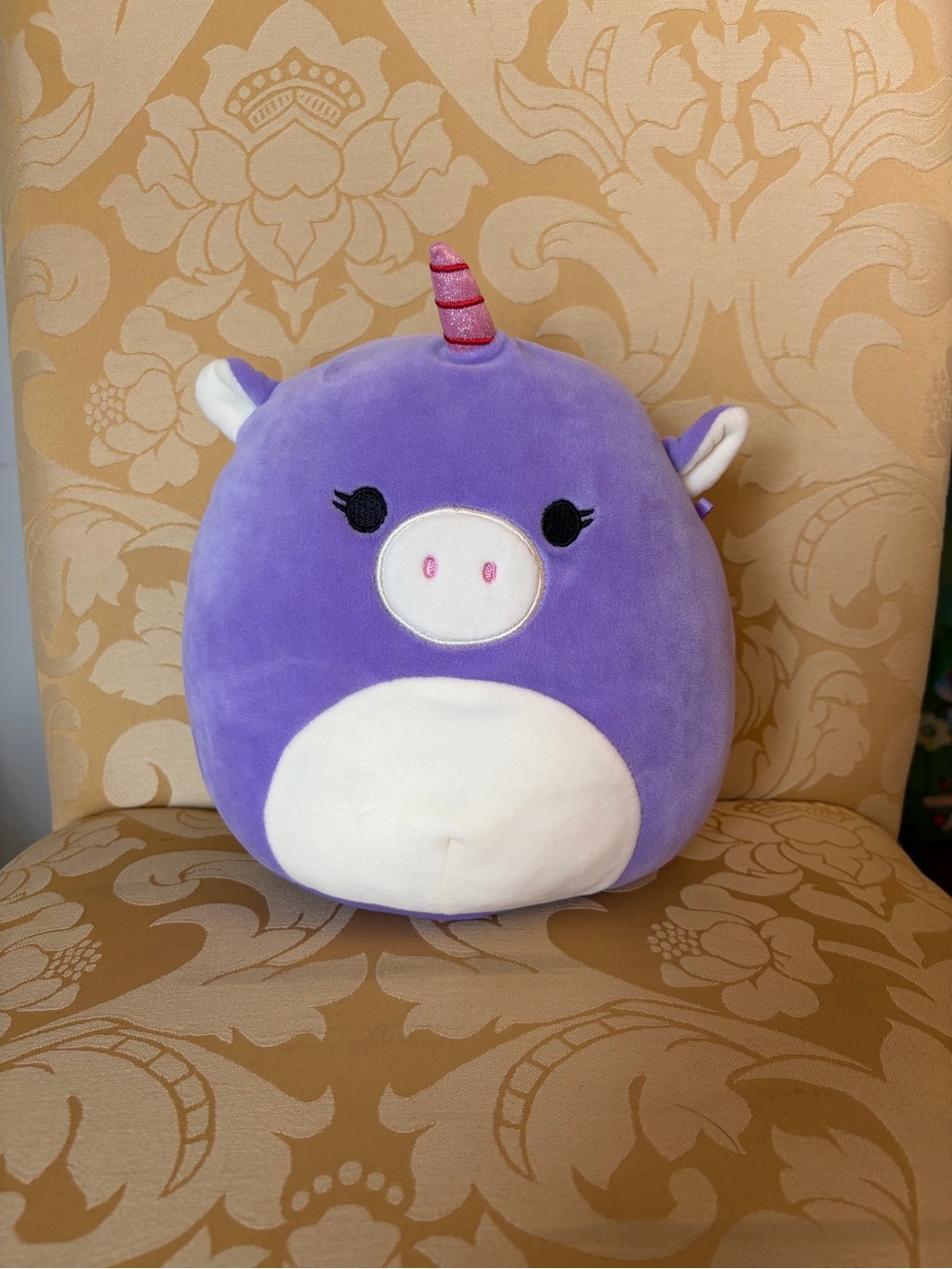 Astrid the Purple Unicorn Plush Pillow with White Belly